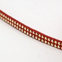 rood suede dubbel studs per meter